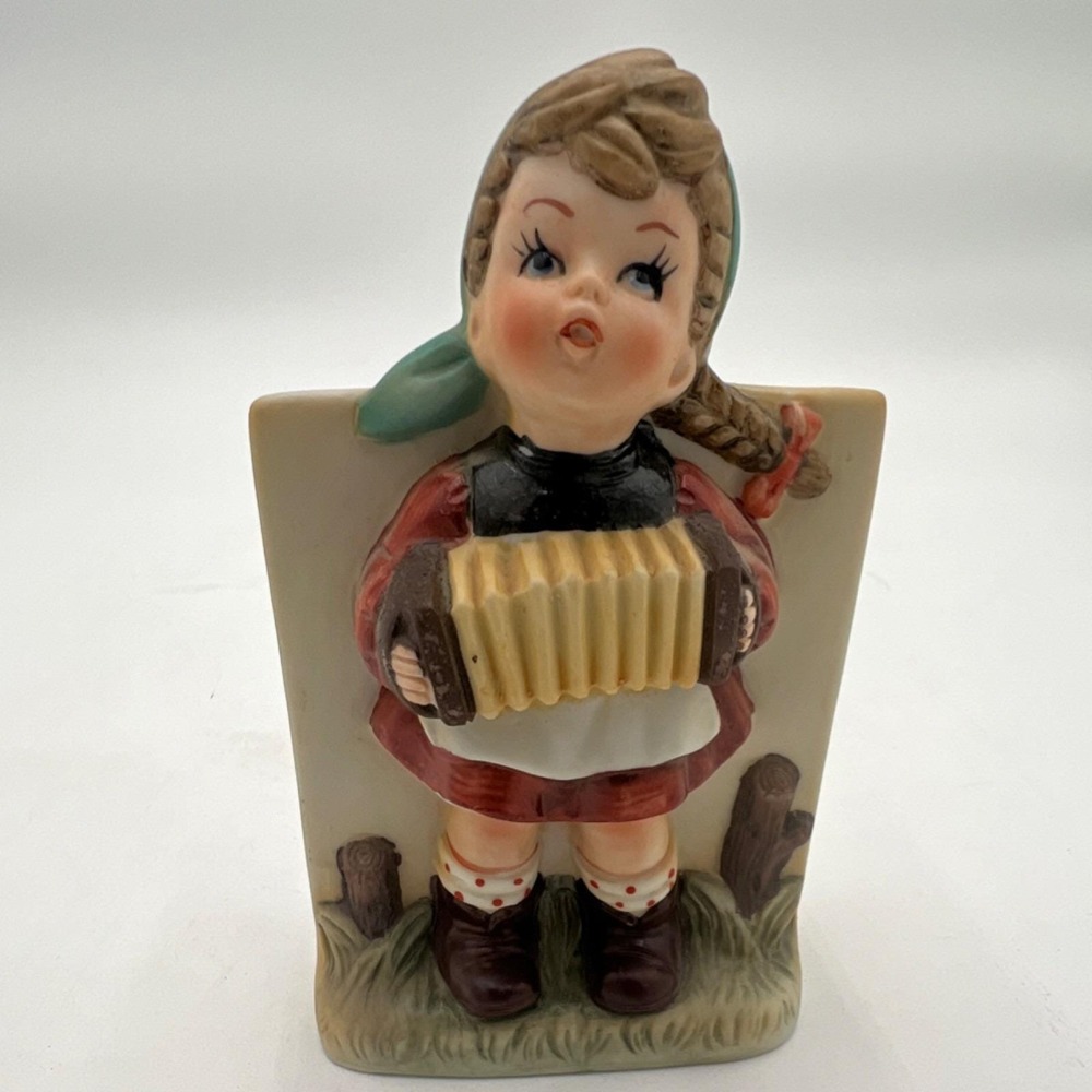Irice Girl with Accordion Figurine Ceramic Matte Multicolor